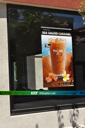 Full Color Custom Poster Vinyl Decals in Chico of Mocha Drink - custom sign by LRT Graphics