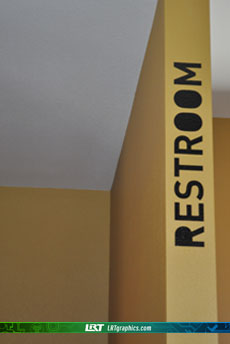 Vinyl Die Cut Lettering Restroom Signs in Chico by LRT Graphics